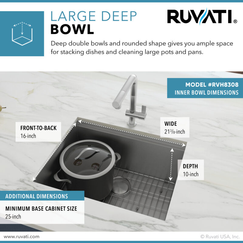 Ruvati Roma 23 x 19 inch Undermount Stainless Steel Kitchen Sink