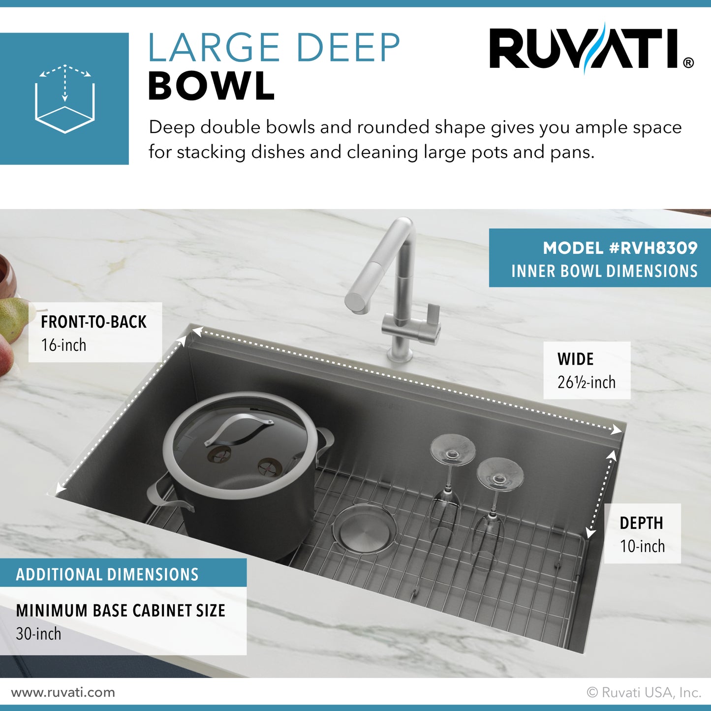 Ruvati Roma 28 x 19 inch Stainless Steel Kitchen Sink