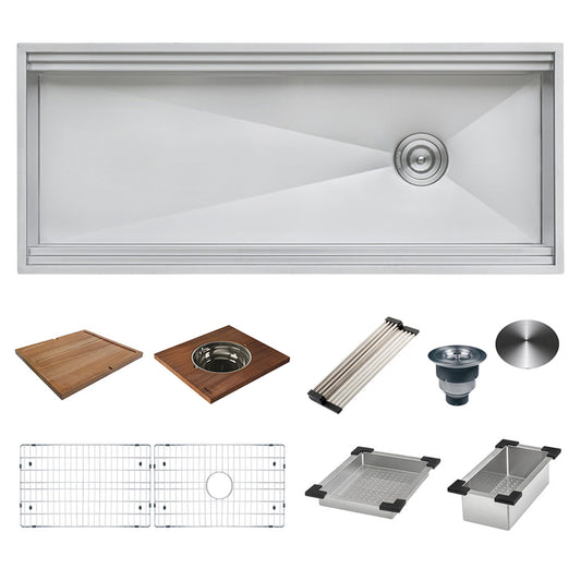 Ruvati Dual-Tier 45 x 19 inch Undermount Stainless Steel Kitchen Sink