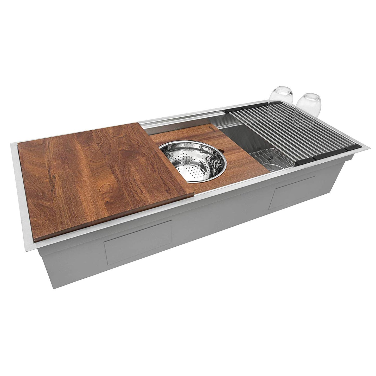 Ruvati Dual-Tier 45 x 19 inch Undermount Stainless Steel Kitchen Sink