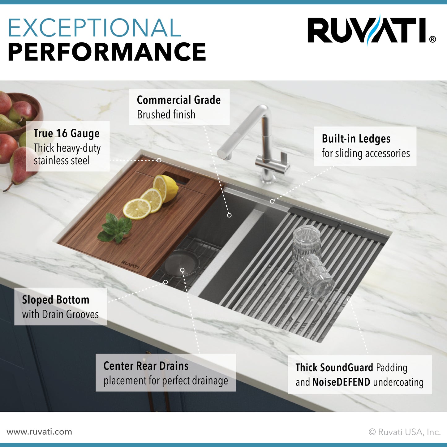 Ruvati Roma 30 x 19 inch Undermount Stainless Steel Kitchen Sink