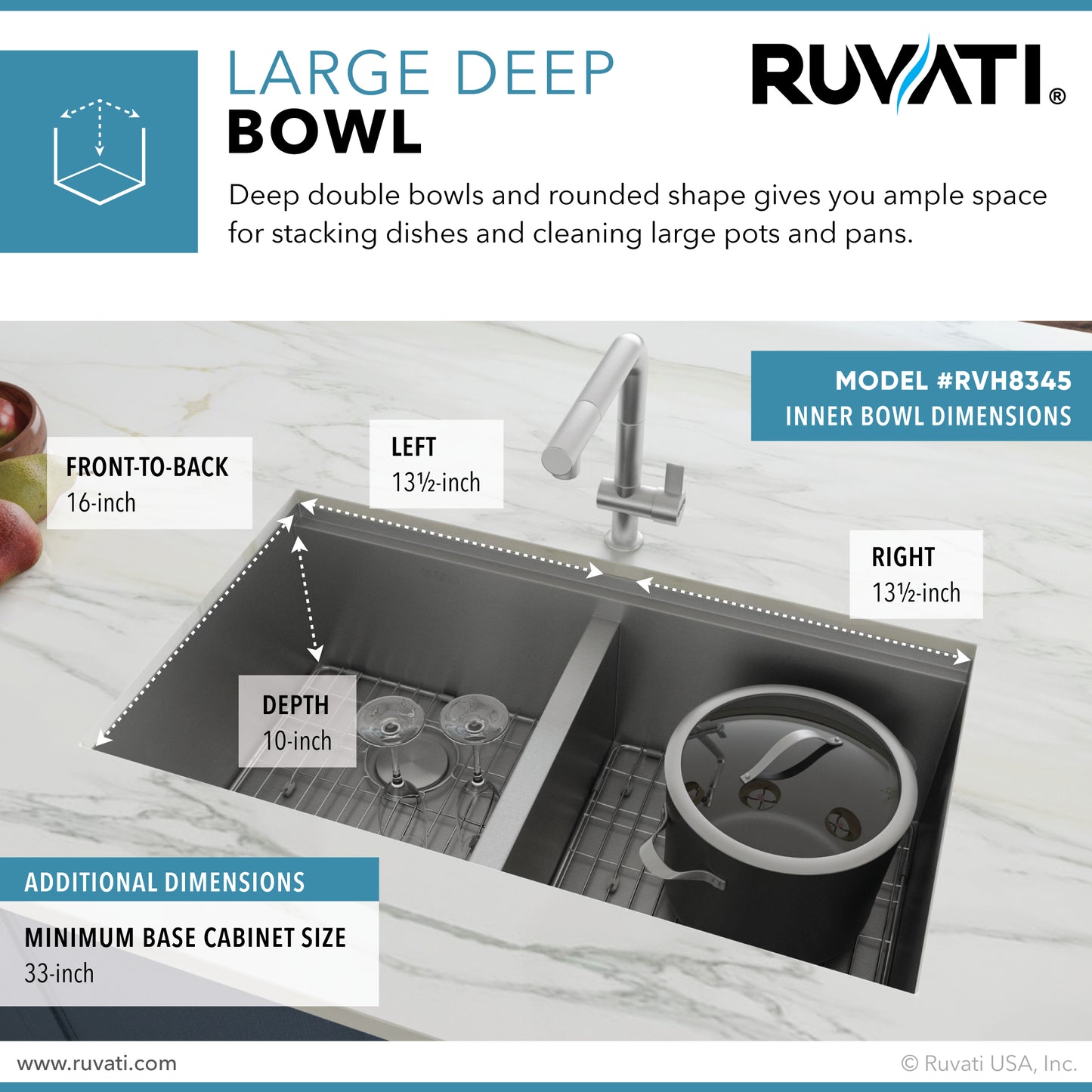 Ruvati Roma 30 x 19 inch Undermount Stainless Steel Kitchen Sink