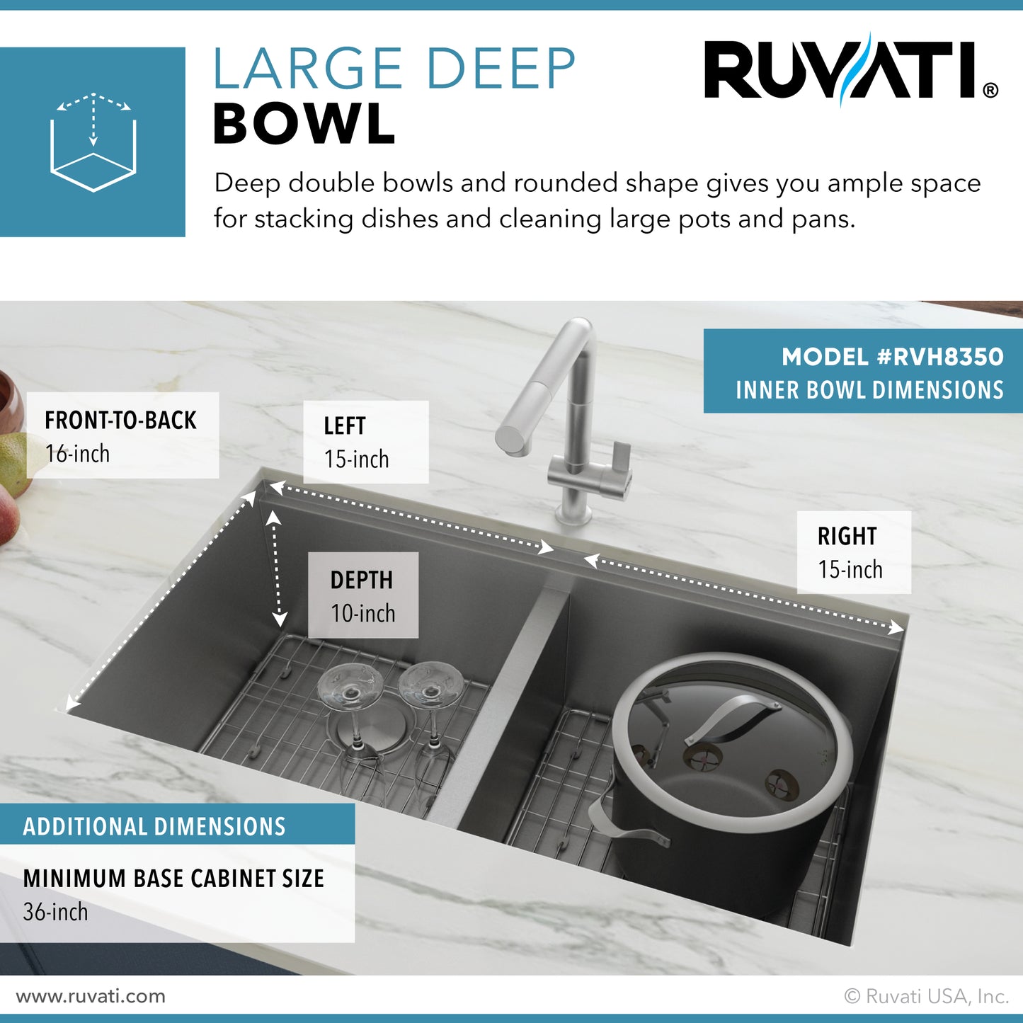 Ruvati Roma 33 x 19 inch Stainless Steel Kitchen Sink