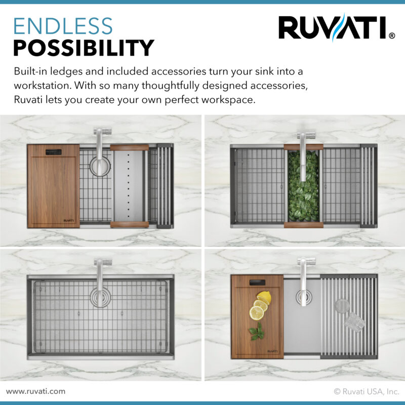 Ruvati Roma 33 x 19 inch Undermount Stainless Steel Kitchen Sink