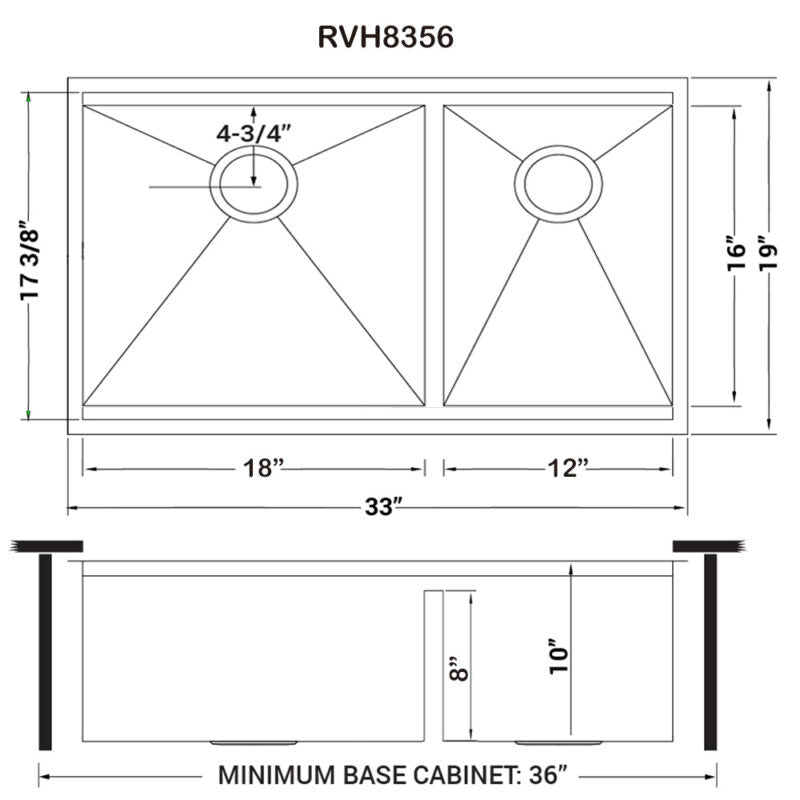 Ruvati Roma 33 x 19 inch Undermount Stainless Steel Kitchen Sink