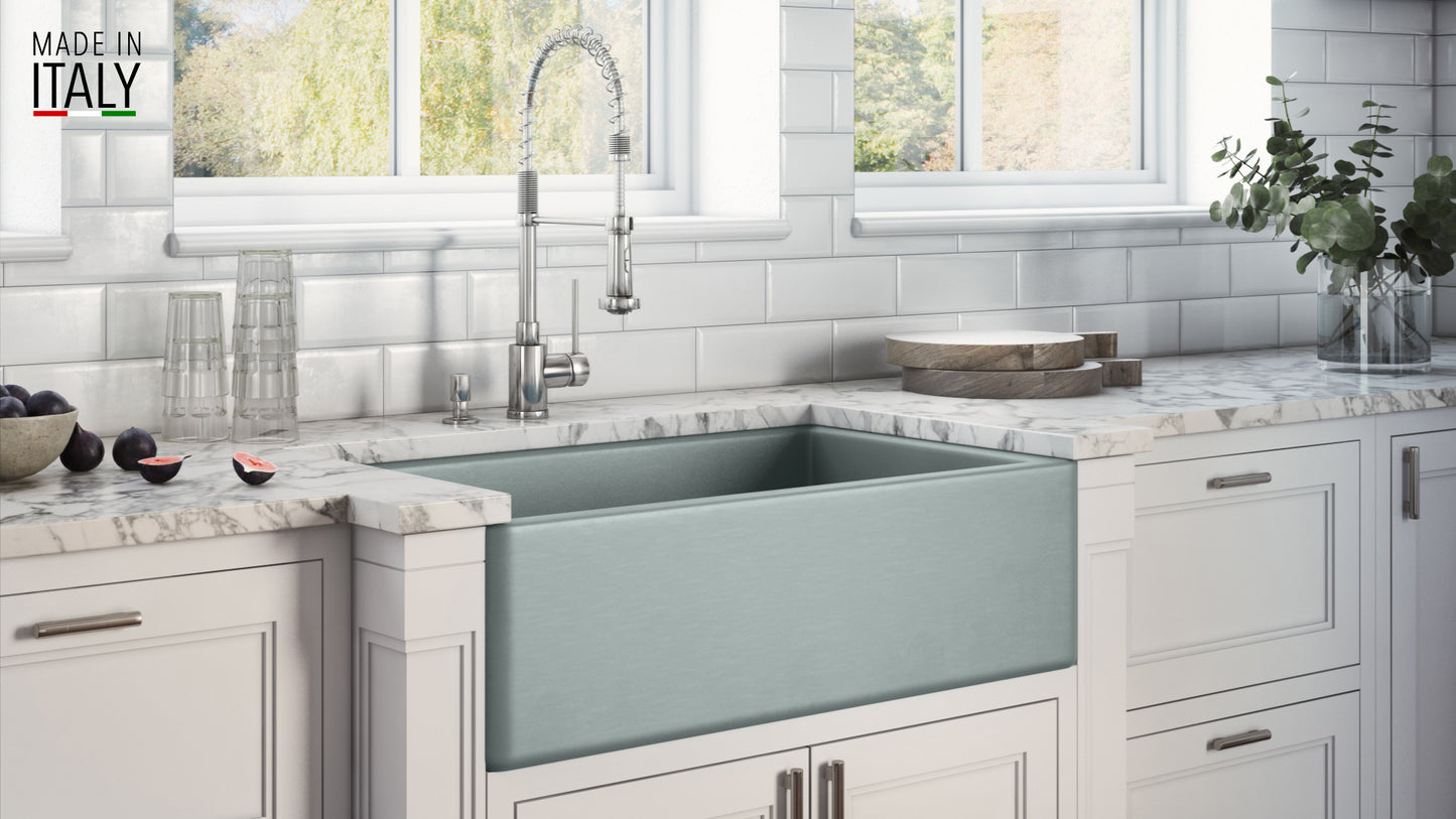 Ruvati Fiamma 30 x 20 inch Farmhouse Fireclay Kitchen Sink - Horizon Gray