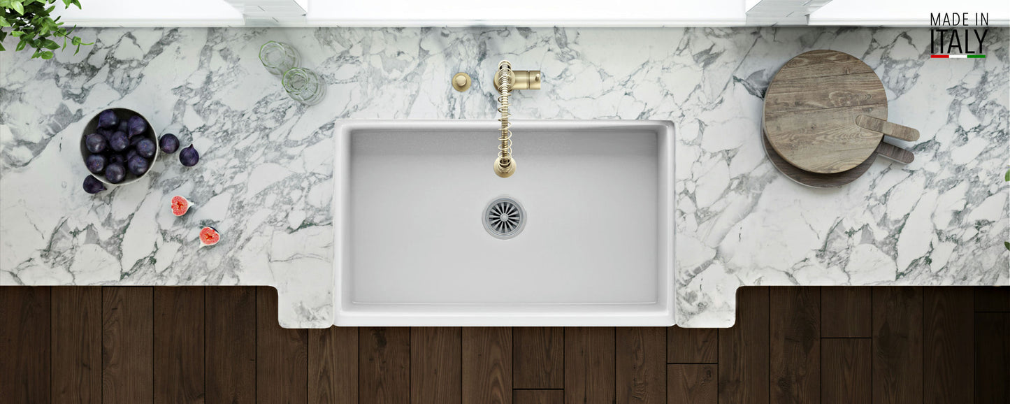 Ruvati Fiamma 30 x 20 inch Farmhouse Fireclay Kitchen Sink - White