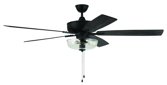 60" Super Pro Fan with Clear Bowl Light Kit and Blades in Flat Black