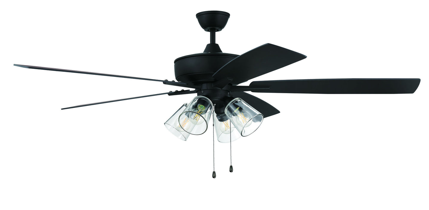 60" Super Pro Fan with 4 Light Kit Clear Glass and Blades in Espresso