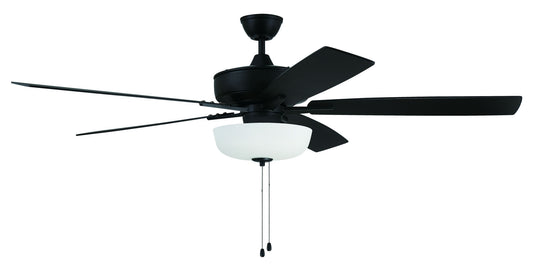 60" Super Pro Fan with White Bowl Light Kit and Blades in Flat Black