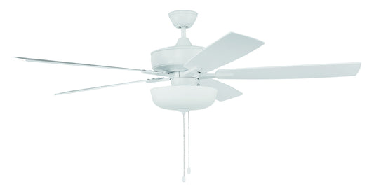 60" Super Pro Fan with White Bowl Light Kit and Blades in White