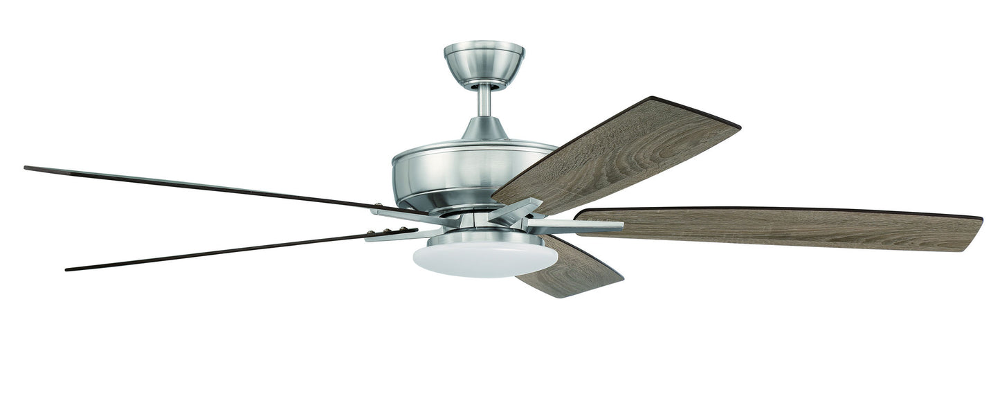 60" Super Pro Fan w/ Low Profile Light Kit & Blades in Polished Nickel, 60DWGWN