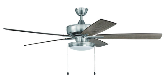 60" Super Pro Fan with Slim Pan Light Kit and Blades in Brushed Polished Nickel