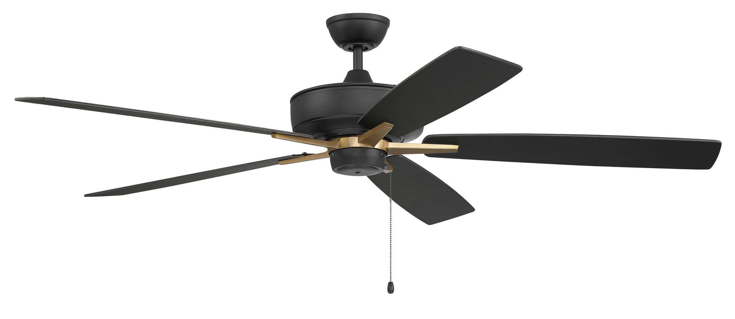 60" Super Pro Fan black/Satin Brass w/ Reversible black/Black Walnut Blades