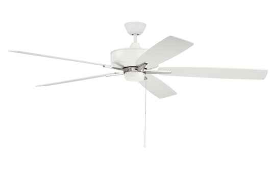 60" Super Pro Fan in White/Polished Nickel w/ Reversible White/Washed Oak Blades