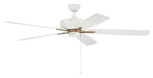 60" Super Pro Fan in White/Satin Brass with Reversible White/Washed Oak Blades