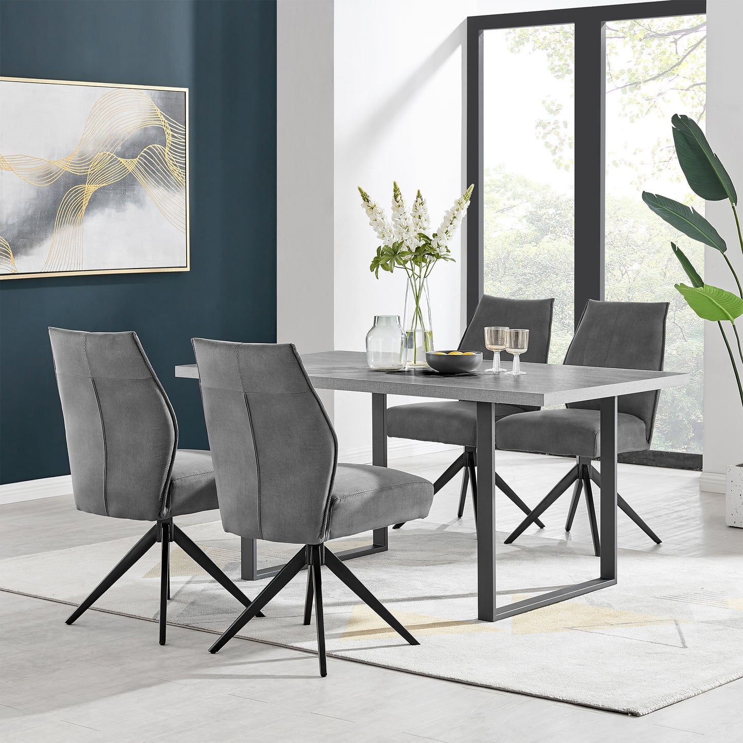 Fenton and Charcoal Monarch 5 Piece Modern Rectangular Dining Set