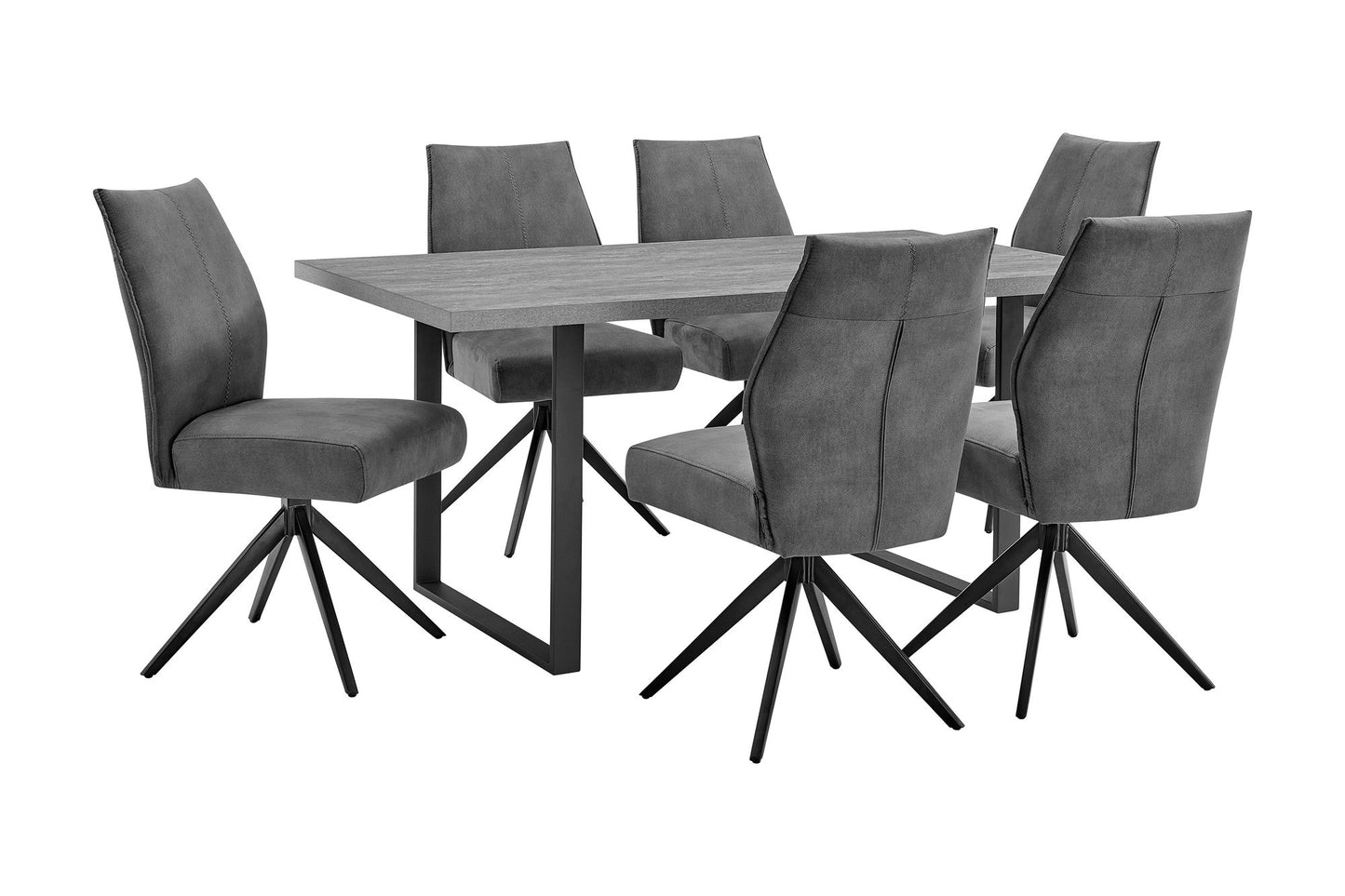 Fenton and Charcoal Monarch 7 Piece Modern Rectangular Dining Set