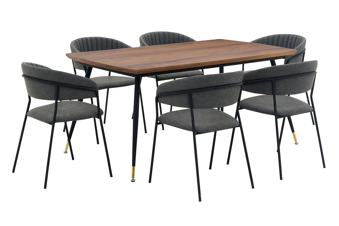 Messina and Nara Gray Faux Leather 7 Piece Rectangular Dining Set