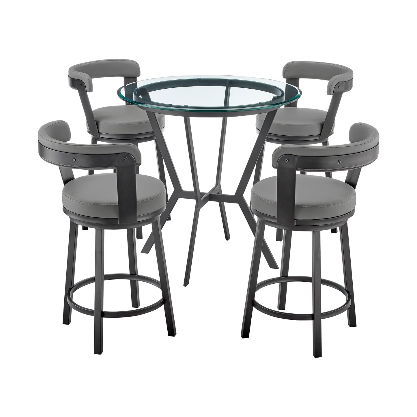 Naomi and Bryant 5-Piece Counter Height Dining Set in Black Metal