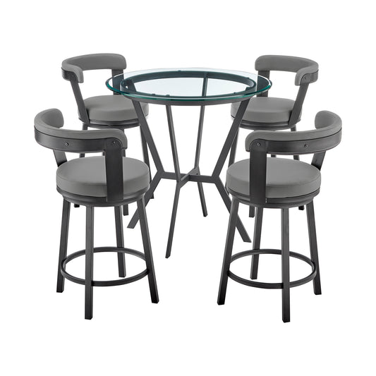 Naomi and Bryant 5-Piece Counter Height Dining Set in Black Metal