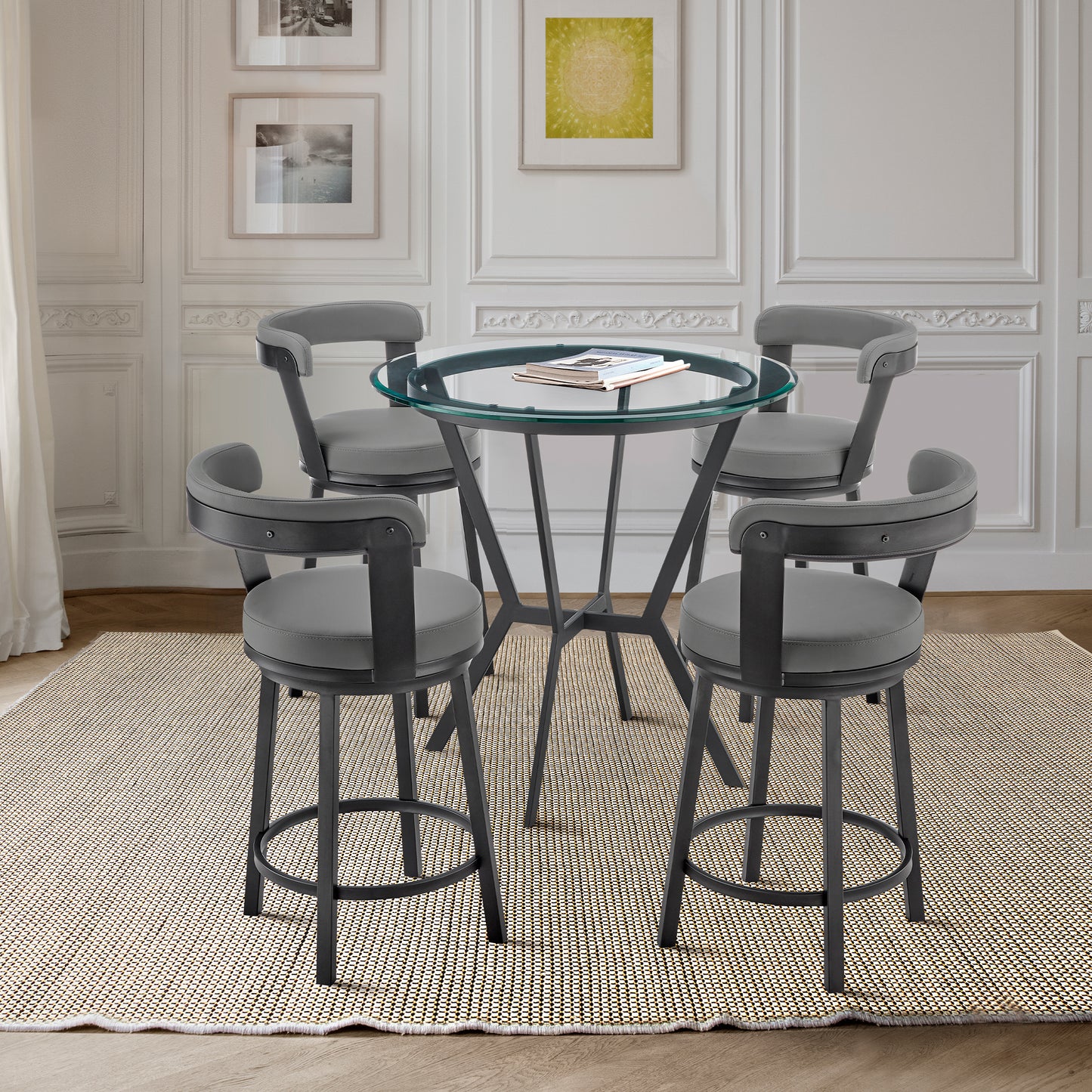 Naomi and Bryant 5-Piece Counter Height Dining Set in Black Metal