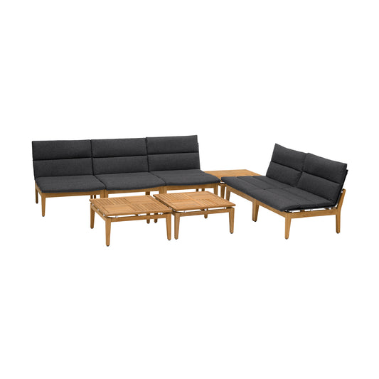 Arno 8 Piece Teak Wood Seating Set in Charcoal