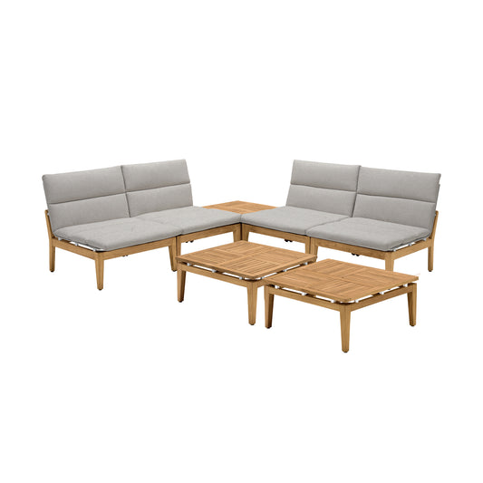 Arno 7 Piece Teak Wood Seating Set in Beige