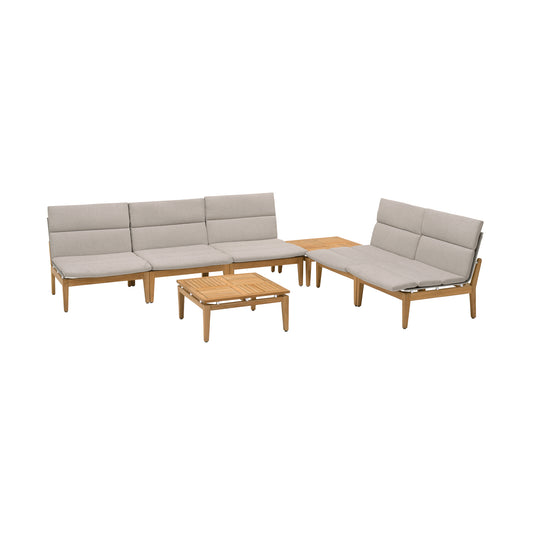 Arno 7 Piece Teak Wood Seating Set in Beige Olefin