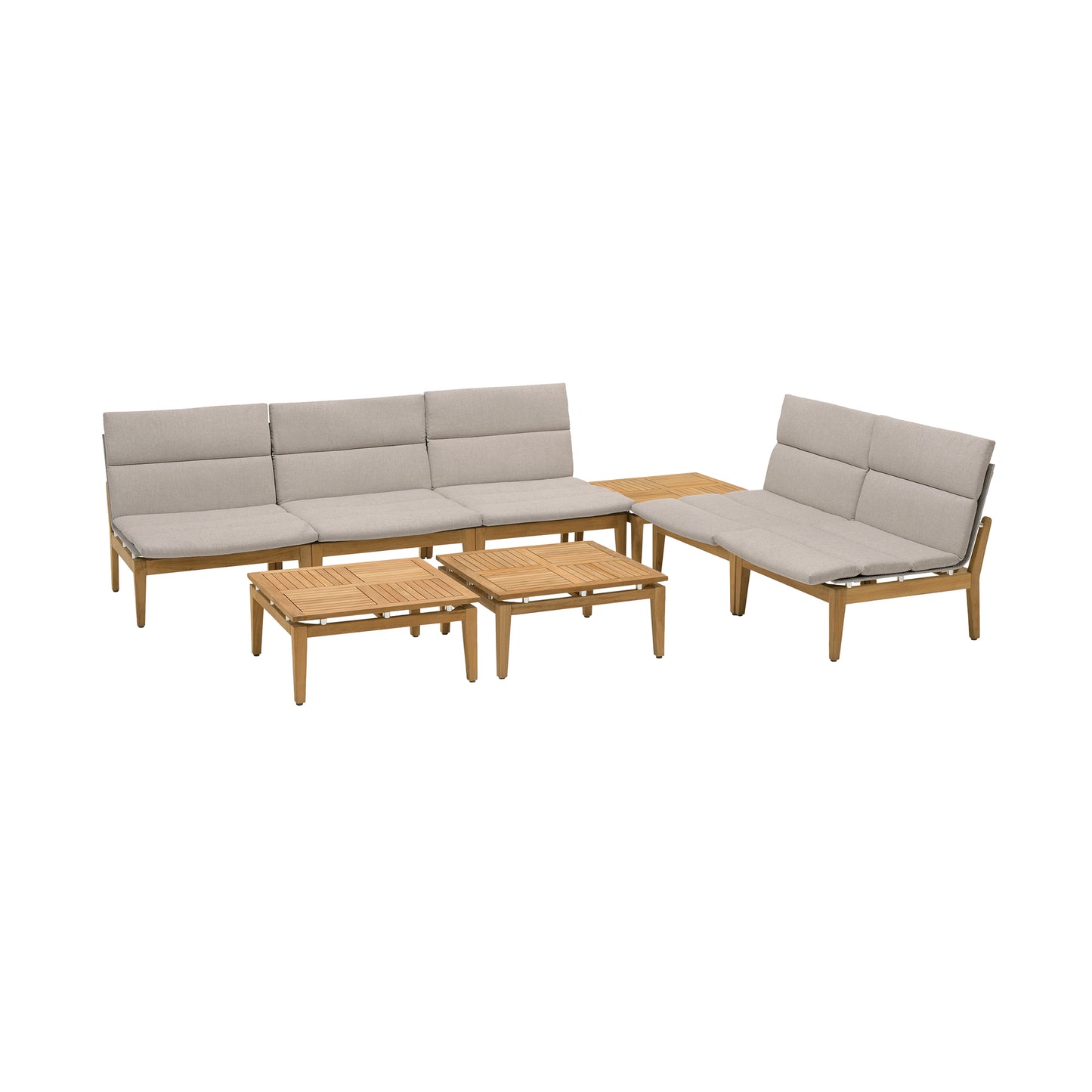 Arno 8 Piece Teak Wood Seating Set in Beige Olefin