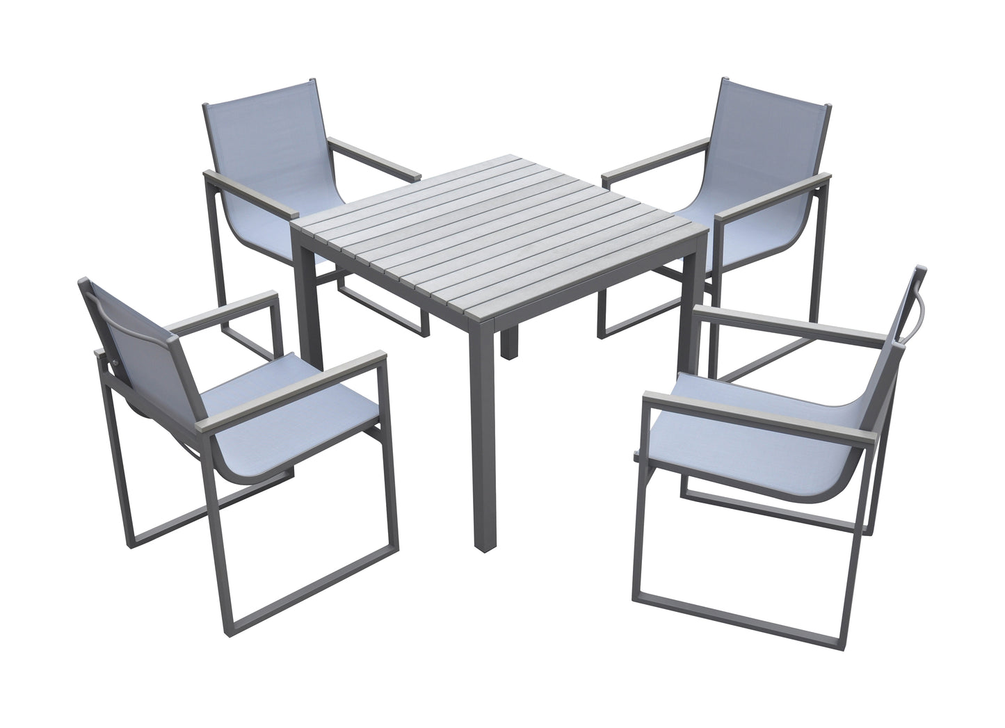 Bistro Dining Set Grey Powder Coated Finish (Table with 4 chairs)