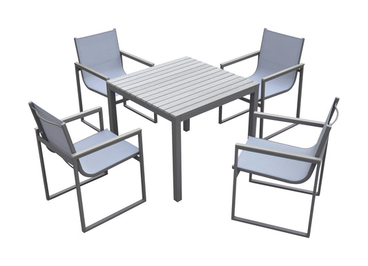 Bistro Dining Set Grey Powder Coated Finish (Table with 4 chairs)