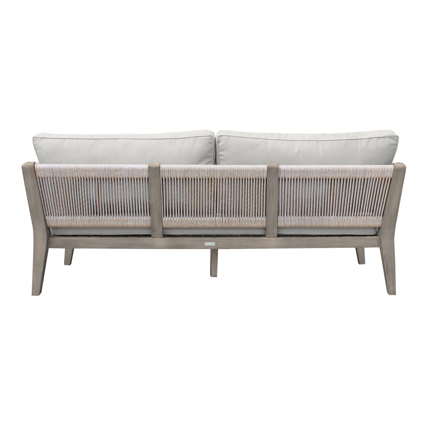 Condesa 4 Piece Patio Furniture Set in Acacia Wood and Rope with Grey Cushions