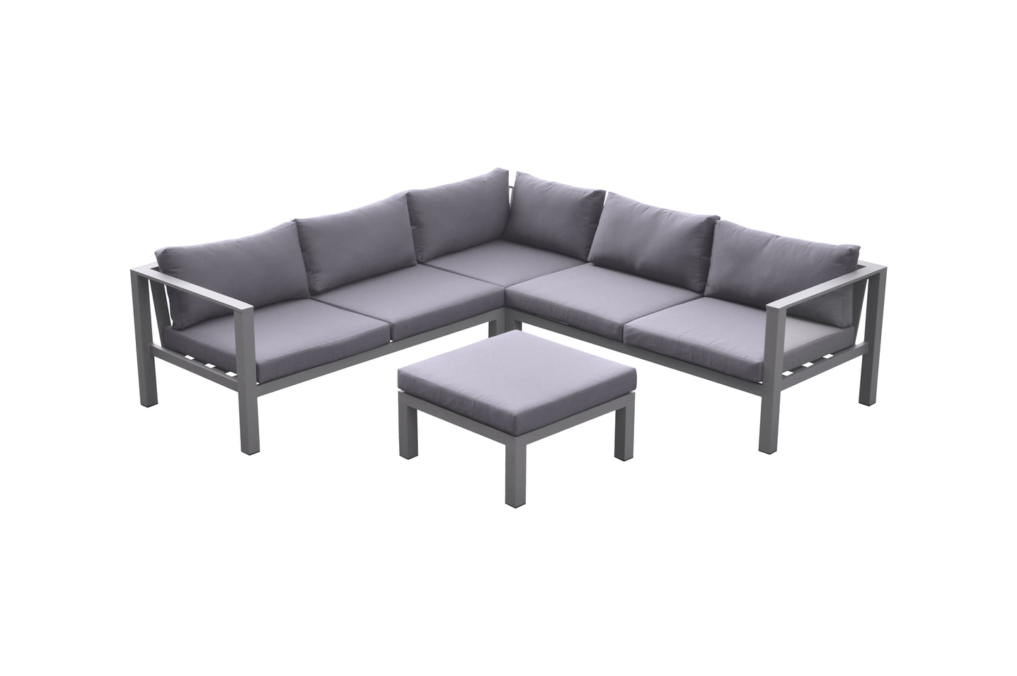 Cliff Patio Aluminum Sectional in Grey Powder Coated Finish
