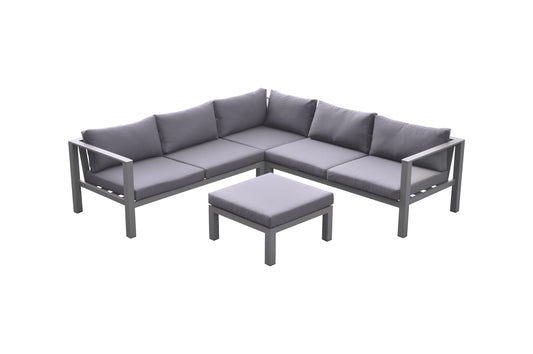 Cliff Patio Aluminum Sectional in Grey Powder Coated Finish