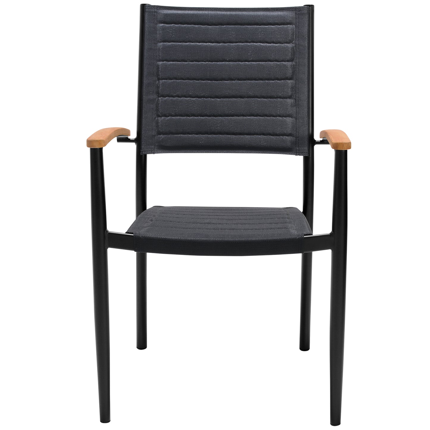 Portals Outdoor 7 Piece Black Aluminum & Teak Wood Dining Set
