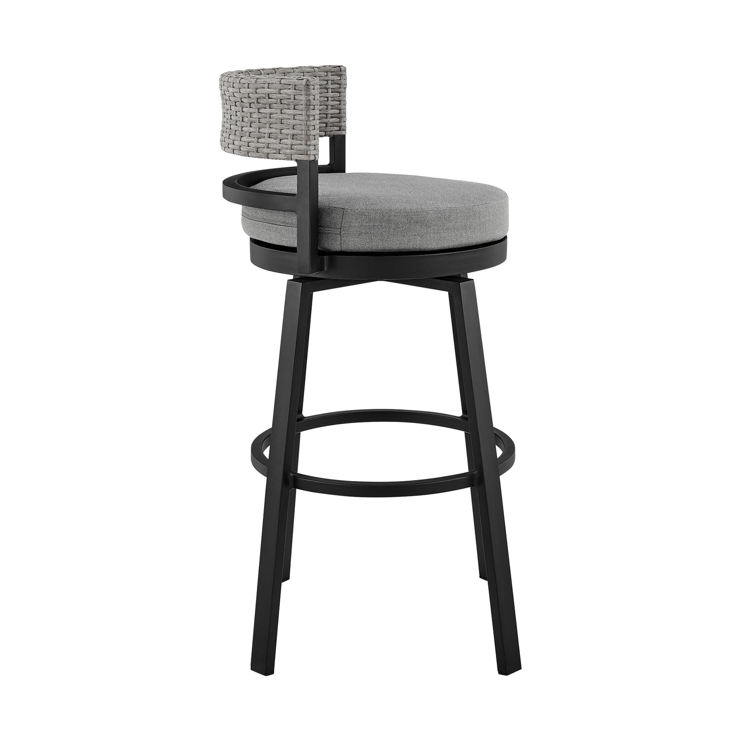 Encinitas Outdoor Patio 5-Piece Bar Table Set in Aluminum with Grey Cushions