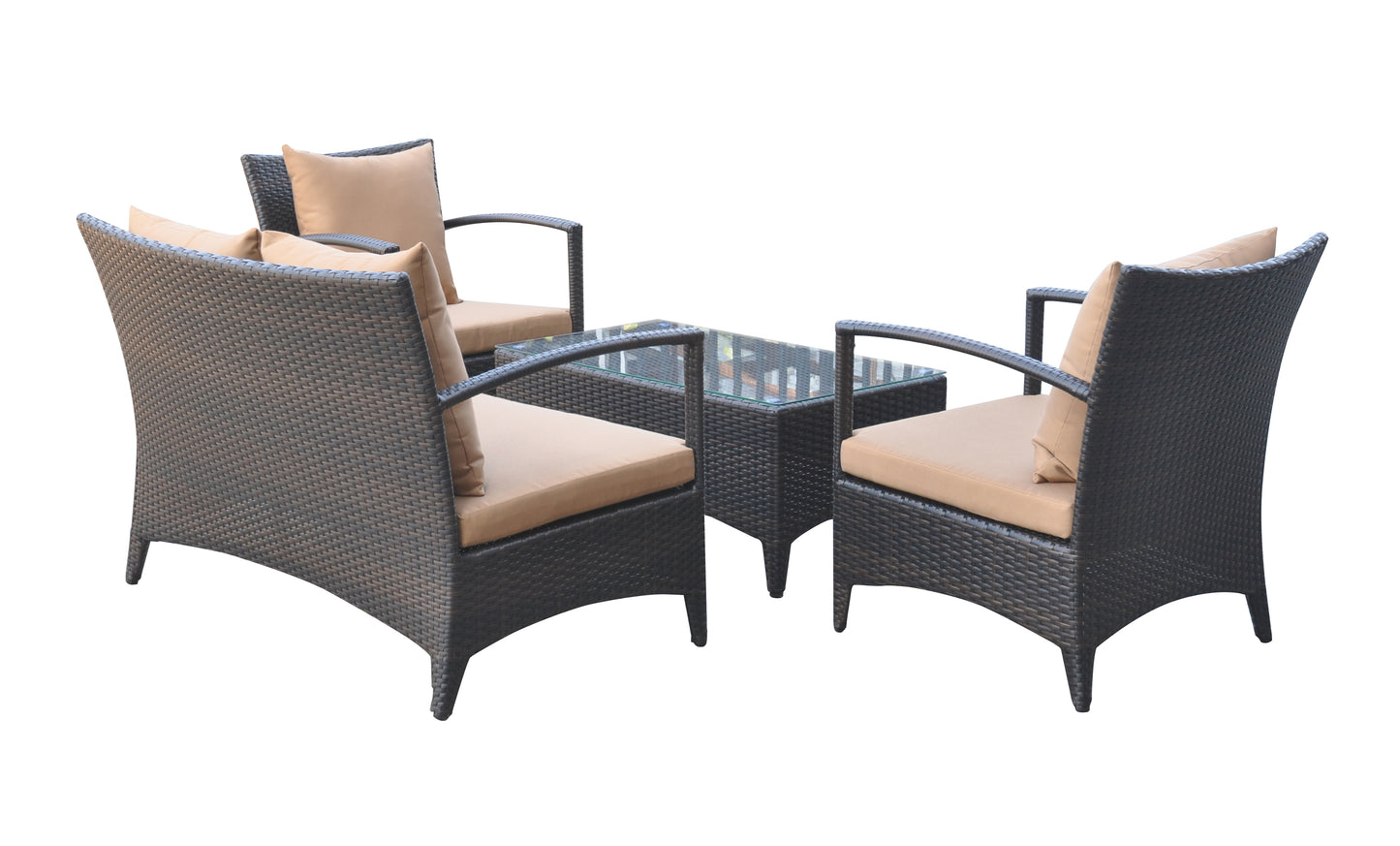 Havana 4 piece Wicker Patio Set with Brown Fabric Cushions