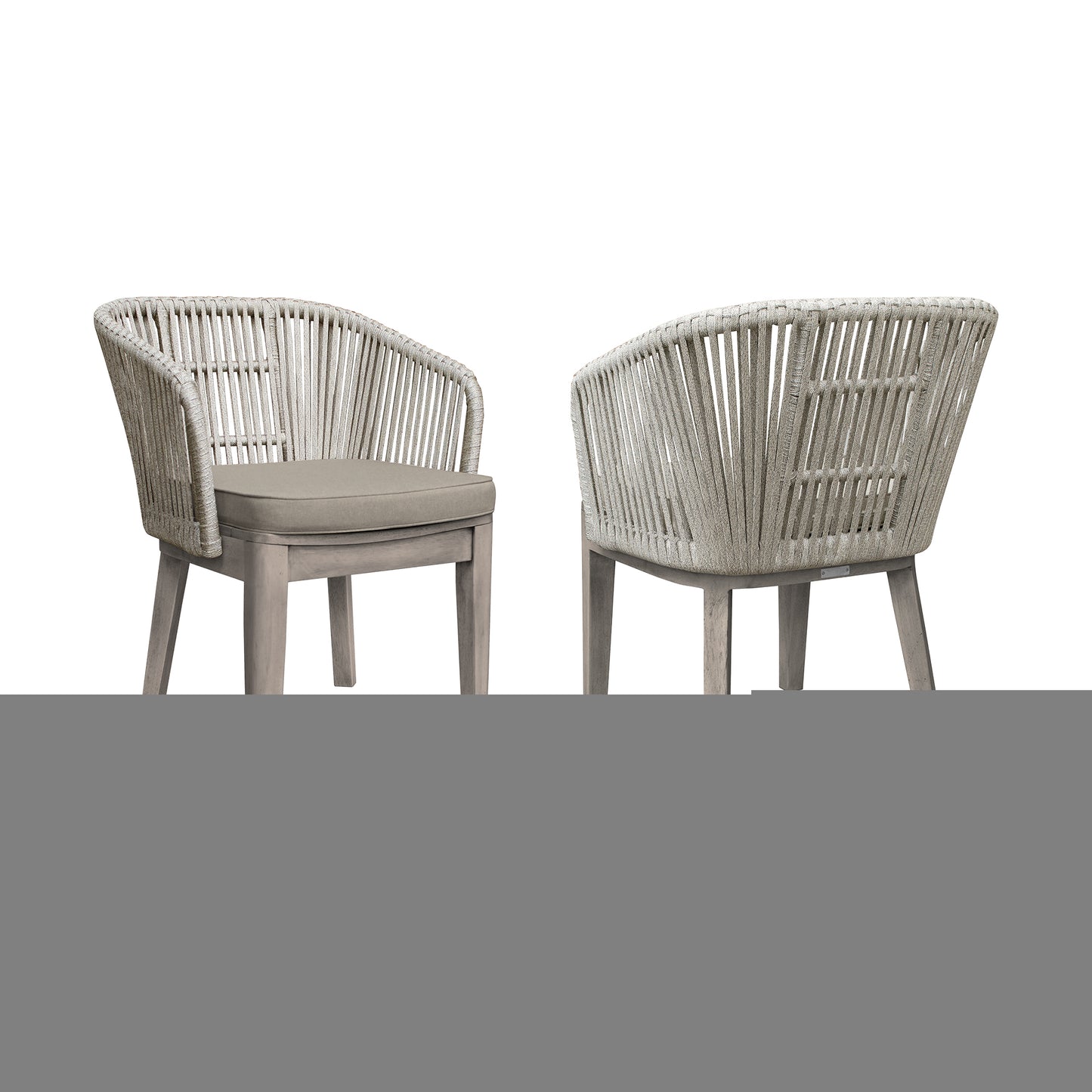 Haiti 7-Piece Patio Outdoor Dining Set in Grey Acacia Wood and Rope