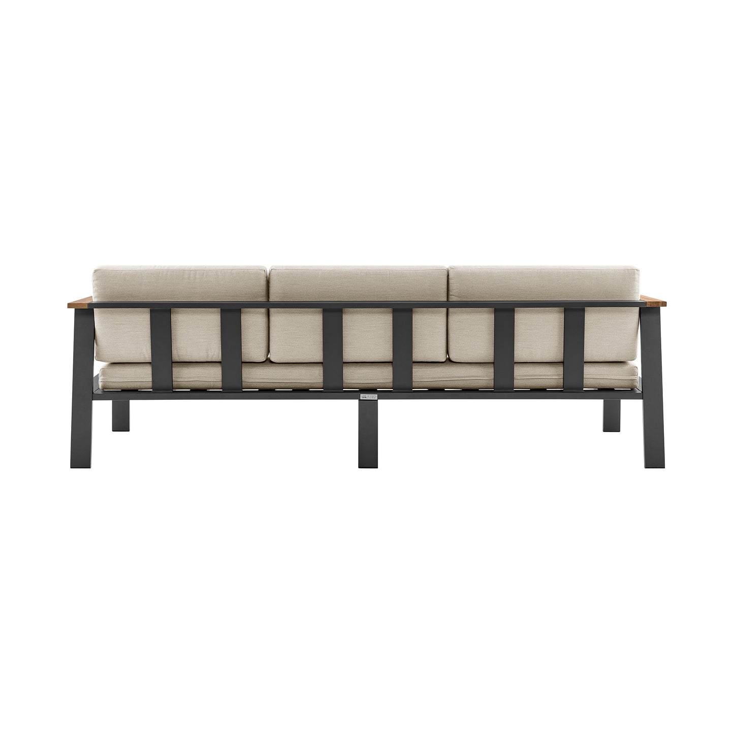 Nofi 4 piece Patio Set in Charcoal Finish with Taupe Cushions and Teak Wood