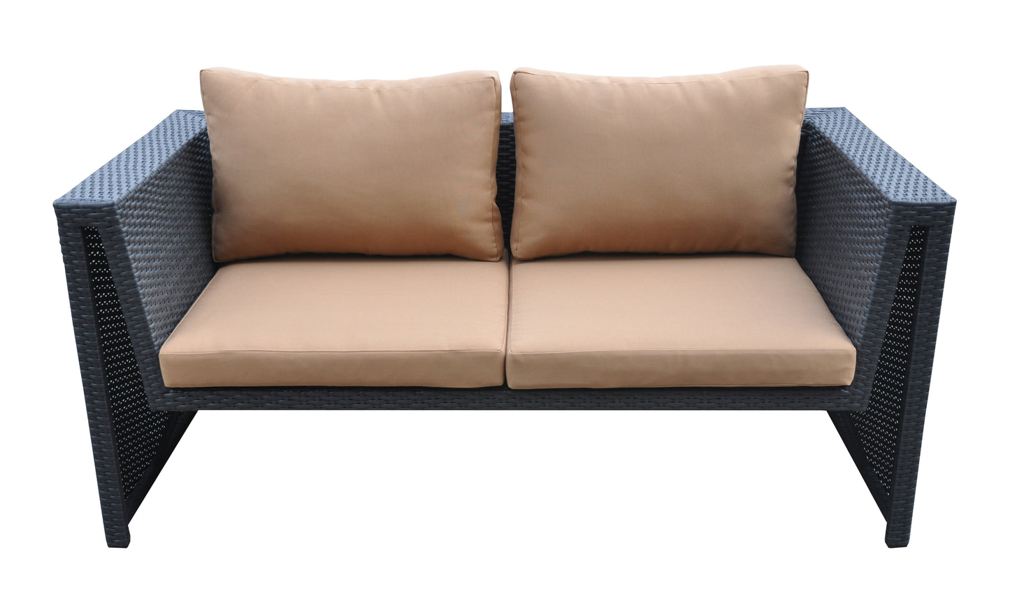 Oahu 4 piece Wicker Patio Set with Brown Fabric Cushions
