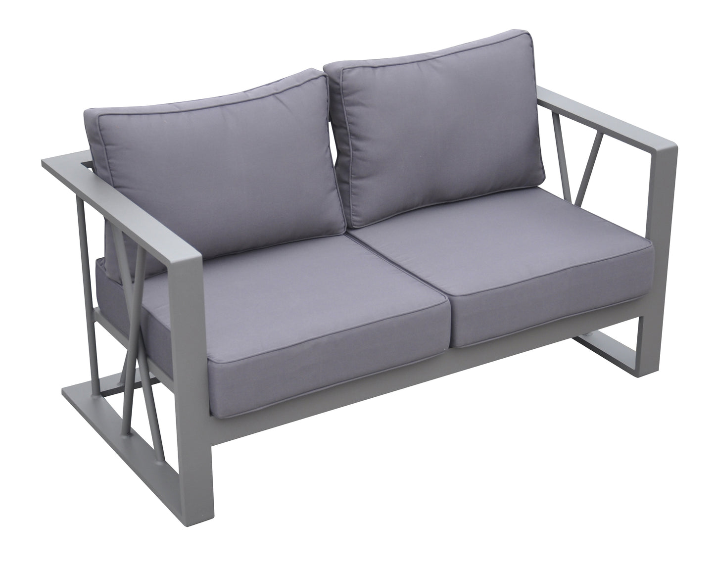 St Barts 4 piece Patio Aluminum Set with Grey Fabric Cushions