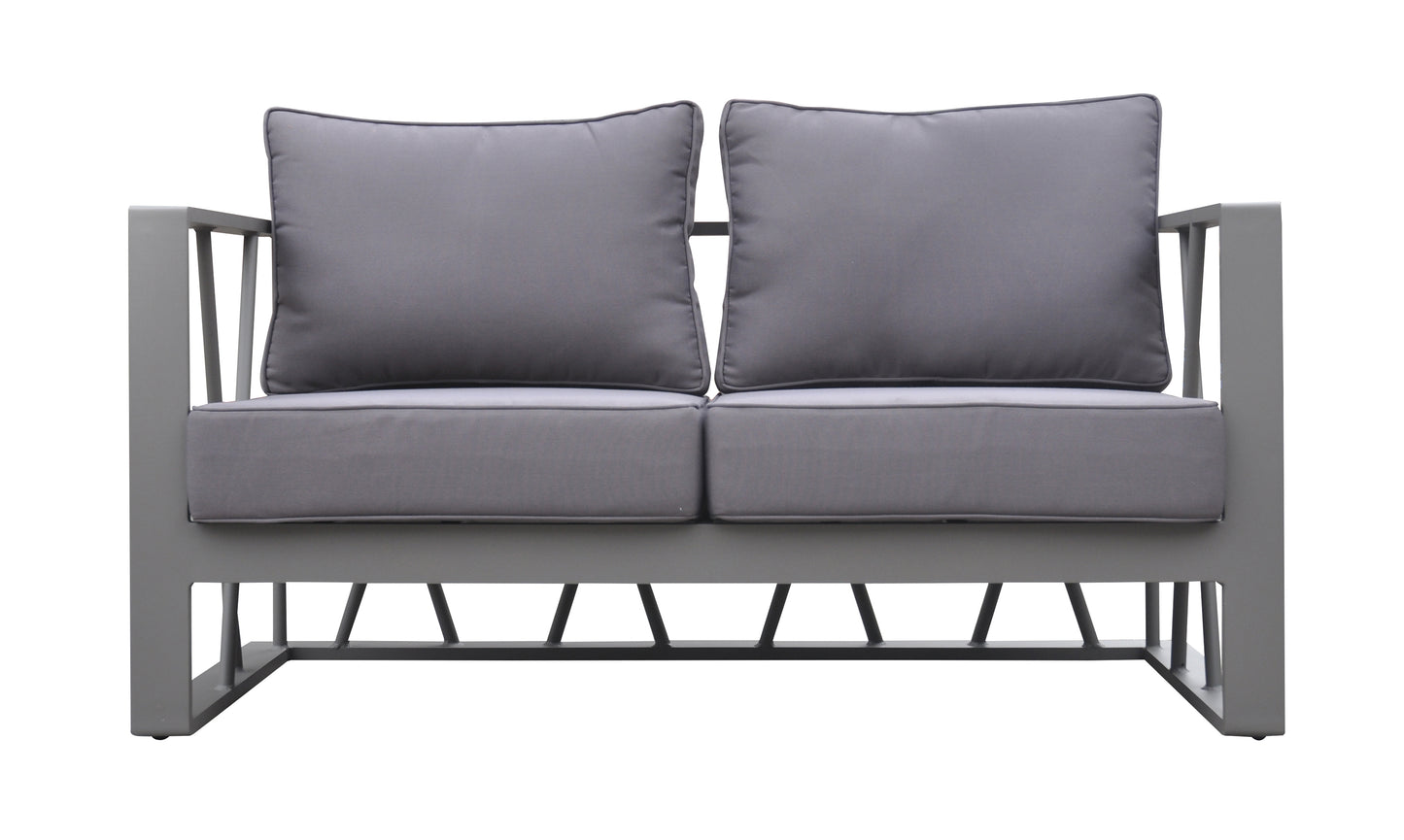 St Barts 4 piece Patio Aluminum Set with Grey Fabric Cushions