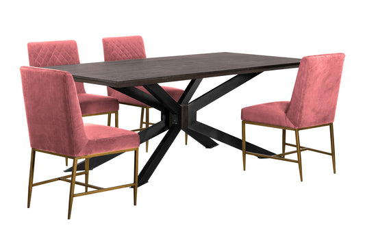 Pirate and Pink Velvet Memphis 5 Piece Modern Dining Set