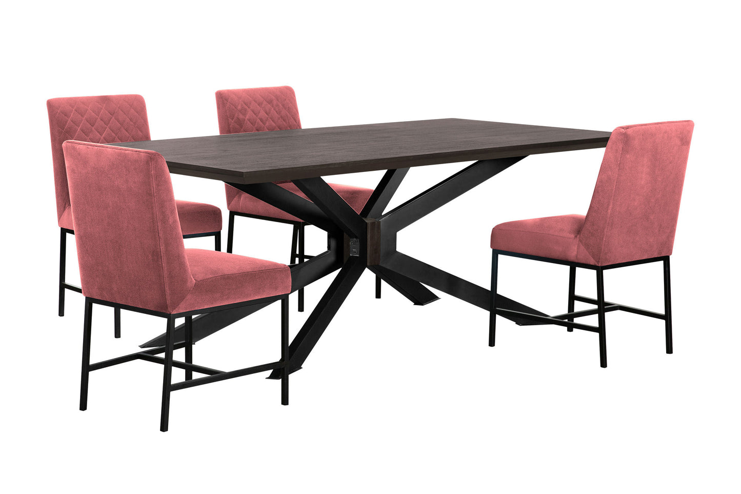 Pirate and Pink Velvet Napoli 5 Piece Modern Dining Set