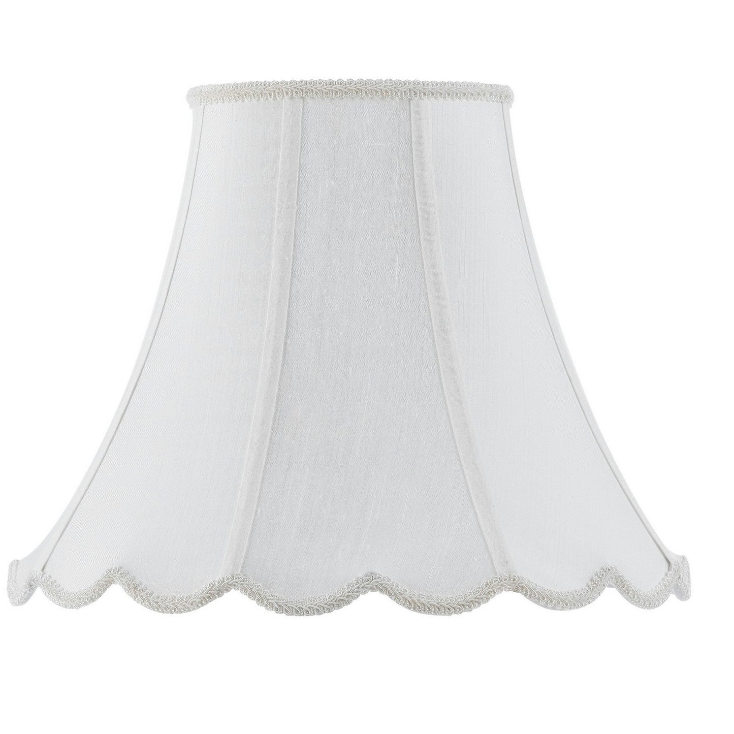 White Fabric Piped scallop bell - Lamp shades, SH-8105/18-WH