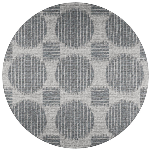 Indoor/Outdoor Sedona SN13 Pewter Washable 6' x 6' Round Rug