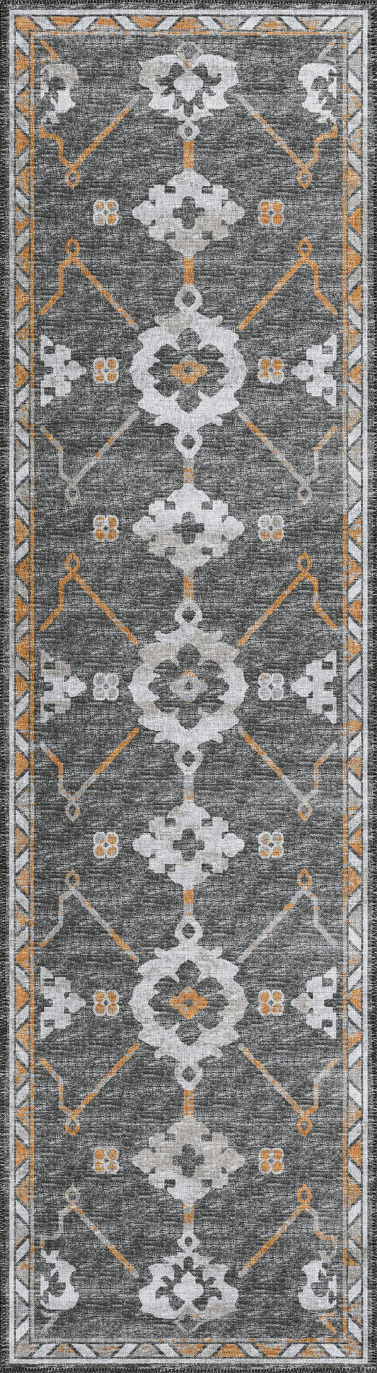 Indoor/Outdoor Sedona SN16 Charcoal Washable 2'3" x 12' Runner Rug