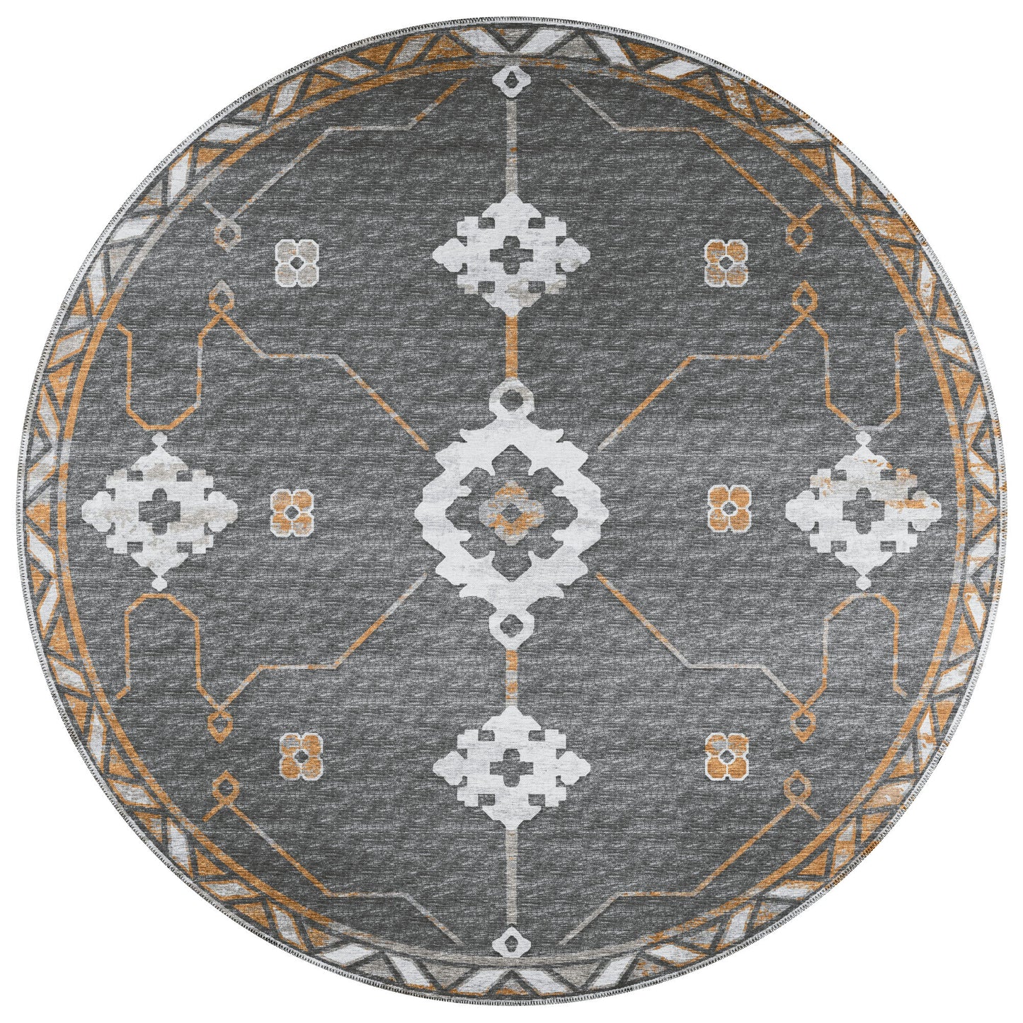 Indoor/Outdoor Sedona SN16 Charcoal Washable 6' x 6' Round Rug