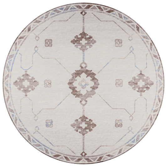 Indoor/Outdoor Sedona SN16 Parchment Washable 10' x 10' Round Rug